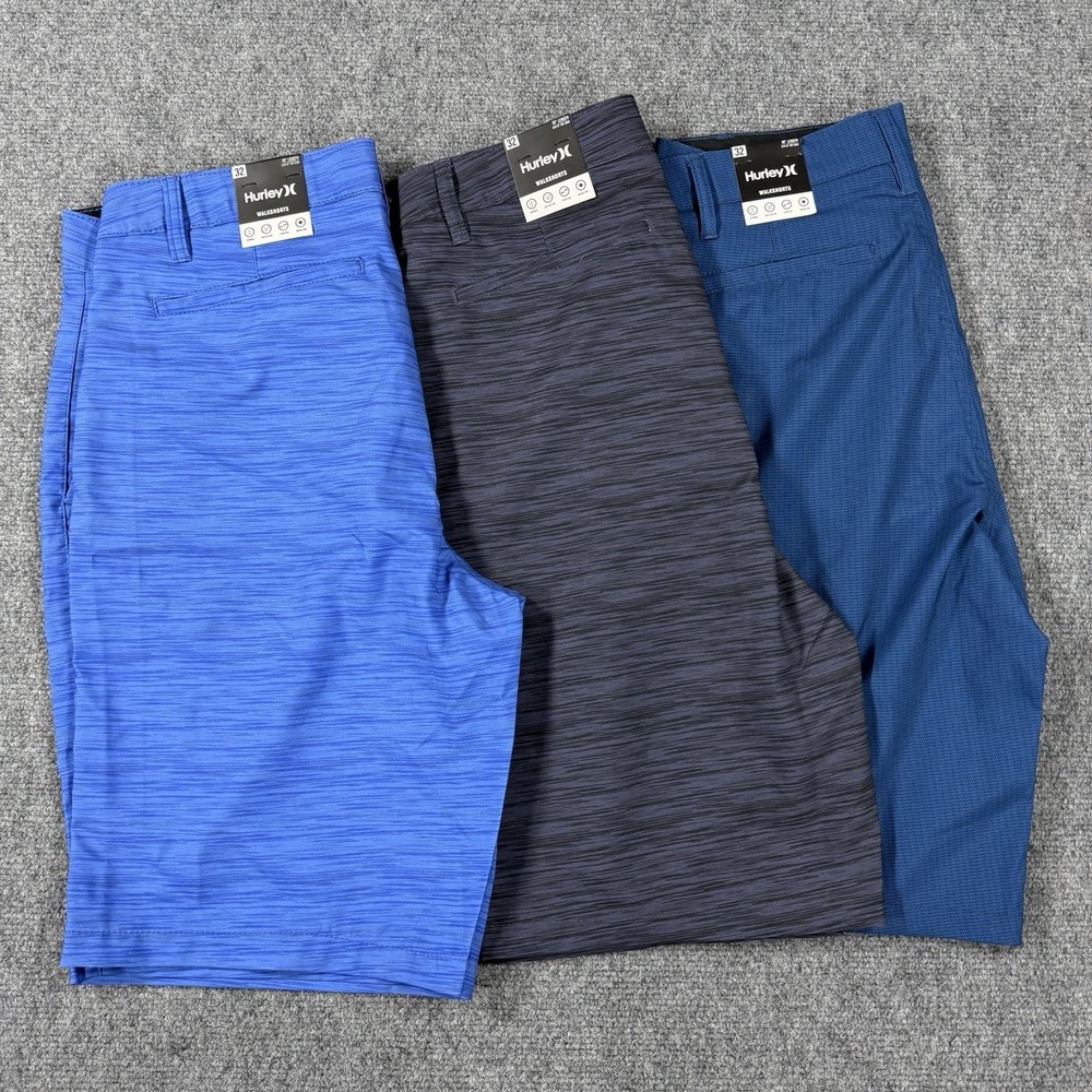 Hurley Hybrid Walk Shorts Mens 32 Bundle Lot Of 3 Stretch Reflective 10" NEW
